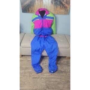 Vintage Rocky Trail 80s/90s Retro Colorful Windbreaker Tracksuit Set Sz Small